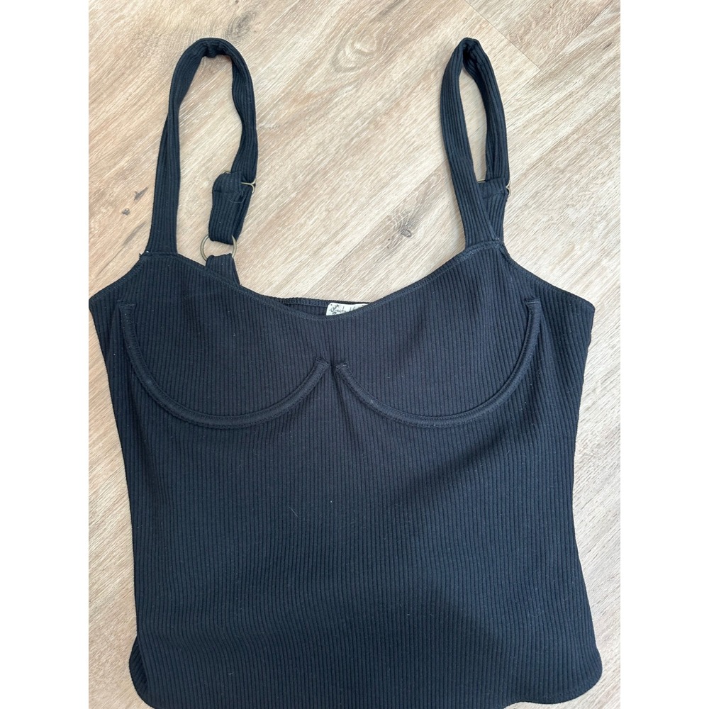 Free People Bodysuit Womens XS Black Ribbed Bustier O-Ring‎ Intimately Sexy Edgy - Picture 14 of 16